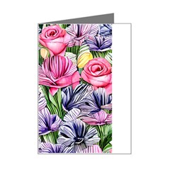 Majestic Watercolor Flowers Mini Greeting Card by GardenOfOphir