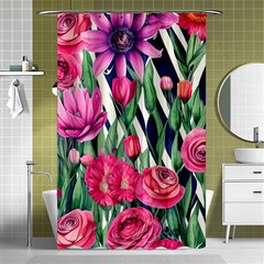 Classy Botanicals – Watercolor Flowers Botanical Shower Curtain 48  X 72  (small)  by GardenOfOphir