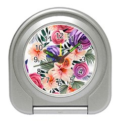 Country-chic Watercolor Flowers Travel Alarm Clock by GardenOfOphir