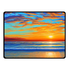 Golden Sunsets Over The Ocean Fleece Blanket (small) by GardenOfOphir