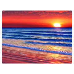 Golden Sunset Over Beach One Side Premium Plush Fleece Blanket (extra Small) by GardenOfOphir