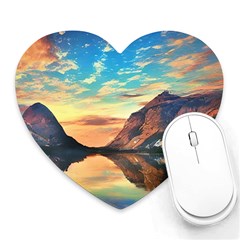 Portentous Sunset Heart Mousepad by GardenOfOphir