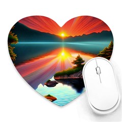 Gorgeous Sunset Heart Mousepad by GardenOfOphir