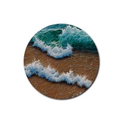 Abstract Waves Summertime On The Sea Rubber Round Coaster (4 Pack) by GardenOfOphir