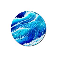 Simple Blue Ocean Wave Rubber Coaster (round) by GardenOfOphir