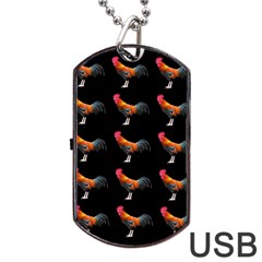 Background Pattern Chicken Fowl Cockerel Livestock Dog Tag Usb Flash (two Sides) by Ravend