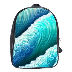 Abstract Waves In Blue And Green School Bag (xl) by GardenOfOphir