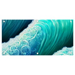 Abstract Waves In Blue And Green Banner And Sign 4  X 2  by GardenOfOphir