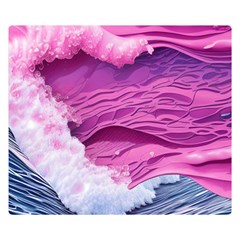 Abstract Pink Ocean Waves One Side Premium Plush Fleece Blanket (small) by GardenOfOphir