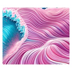 Pink Water Waves One Side Premium Plush Fleece Blanket (small) by GardenOfOphir