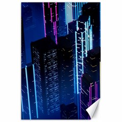 Night Music The City Neon Background Synth Retrowave Canvas 20  X 30  by Jancukart