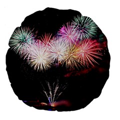 Firework Large 18  Premium Flano Round Cushions by artworkshop