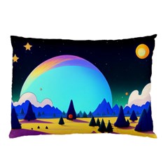 Ai Generated Trees Stars Planets Dreamlike Sun Pillow Case by Ravend