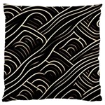 Black Coconut Color Wavy Lines Waves Abstract Large Cushion Case (Two Sides) Front