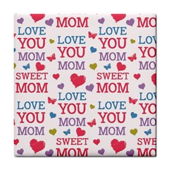 Love Mom Happy Mothers Day I Love Mom Graphic Tile Coaster by Ravend