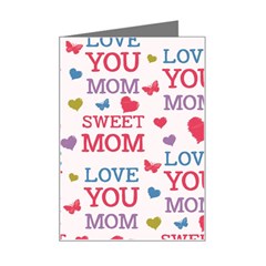 Love Mom Happy Mothers Day I Love Mom Graphic Mini Greeting Card by Ravend