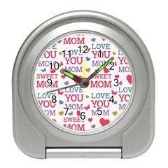 Love Mom Happy Mothers Day I Love Mom Graphic Travel Alarm Clock by Ravend