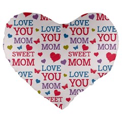 Love Mom Happy Mothers Day I Love Mom Graphic Large 19  Premium Heart Shape Cushions by Ravend