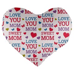 Love Mom Happy Mothers Day I Love Mom Graphic Large 19  Premium Flano Heart Shape Cushions by Ravend