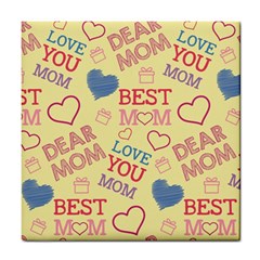 Love Mom Happy Mothers Day I Love Mom Graphic Pattern Tile Coaster by Ravend