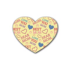 Love Mom Happy Mothers Day I Love Mom Graphic Pattern Rubber Heart Coaster (4 Pack) by Ravend