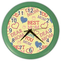 Love Mom Happy Mothers Day I Love Mom Graphic Pattern Color Wall Clock by Ravend