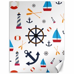 Marine Nautical Seamless Lifebuoy Anchor Pattern Canvas 12  X 16  by Jancukart