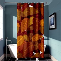 Watercolor Leaves Leaf Orange Shower Curtain 36  X 72  (stall)  by Jancukart