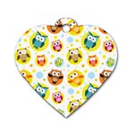 Owl Bird Cartoon Dog Tag Heart (Two Sides) Back