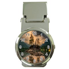 Nature Waters Lake Island Landscape Thunderstorm Money Clip Watches by Jancukart