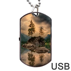 Nature Waters Lake Island Landscape Thunderstorm Dog Tag Usb Flash (two Sides) by Jancukart