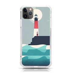 Lighthouse Ocean Nautical Sea Minimal Minimalist Iphone 11 Pro Max 6 5 Inch Tpu Uv Print Case by Pakemis