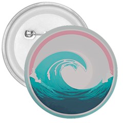 Tidal Wave Ocean Sea Tsunami Wave Minimalist 3  Buttons by Pakemis