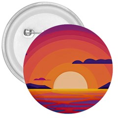 Sunset Ocean Beach Water Tropical Island Vacation Landscape 3  Buttons by Pakemis