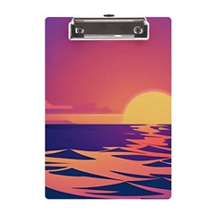 Sunset Ocean Beach Water Tropical Island Vacation A5 Acrylic Clipboard by Pakemis