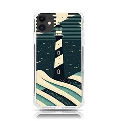 Lighthouse Abstract Ocean Sea Waves Water Blue Iphone 11 Tpu Uv Print Case by Pakemis