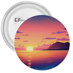 Sunset Ocean Beach Water Tropical Island Vacation 3 3  Buttons by Pakemis