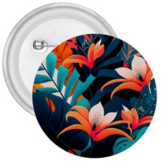 Tropical Flowers Floral Floral Pattern Patterns 3  Buttons by Pakemis