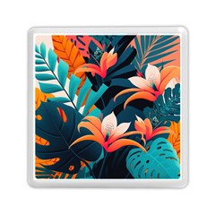 Tropical Flowers Floral Floral Pattern Patterns Memory Card Reader (square) by Pakemis