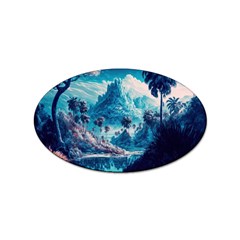 Tropical Winter Fantasy Landscape Paradise Sticker (oval) by Pakemis