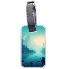 Ai Generated River Forest Woods Outdoors Luggage Tag (two Sides) by Pakemis