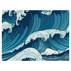 Waves Ocean Sea Pattern Water Tsunami Rough Seas One Side Premium Plush Fleece Blanket (extra Small) by Pakemis