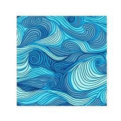 Ocean Waves Sea Abstract Pattern Water Blue Square Satin Scarf (30  X 30 ) by Pakemis