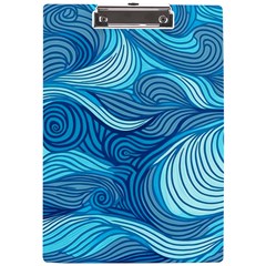 Ocean Waves Sea Abstract Pattern Water Blue A4 Acrylic Clipboard by Pakemis