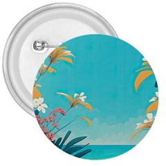 Beach Ocean Flowers Floral Plants Vacation 3  Buttons by Pakemis