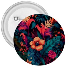 Tropical Flowers Floral Floral Pattern Pattern 3  Buttons by Pakemis