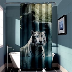 Tiger White Tiger Nature Forest Shower Curtain 36  X 72  (stall)  by Jancukart