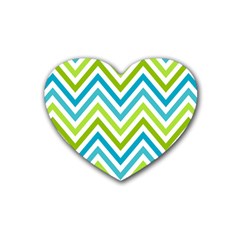 Green Chevron Rubber Heart Coaster (4 Pack) by GardenOfOphir