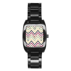 Colorful Chevron Stainless Steel Barrel Watch by GardenOfOphir