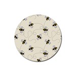 Insects Bees Digital Paper Rubber Coaster (Round) Front